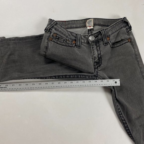 True Religion Johnny Big T Jeans Womens Size 30 x 34 Gray Black Stretch - Picture 15 of 16